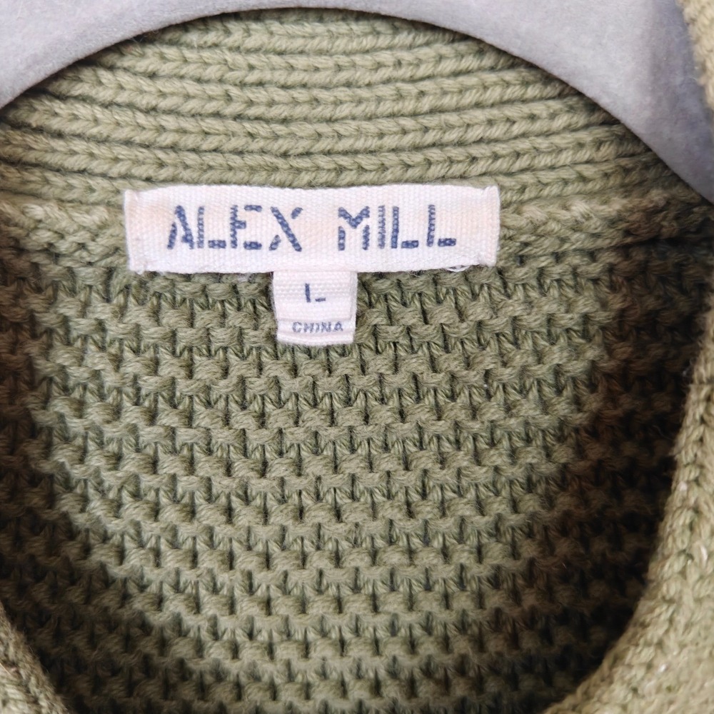Alex Mill Nico Chunky Cardigan Womens Large Faded Olive Green Sweater FLAWED - Picture 6 of 9